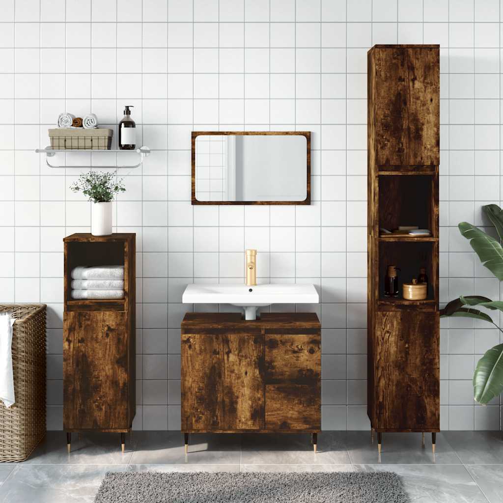 Badschrank Räuchereiche 65x33x60 cm Holzwerkstoff
