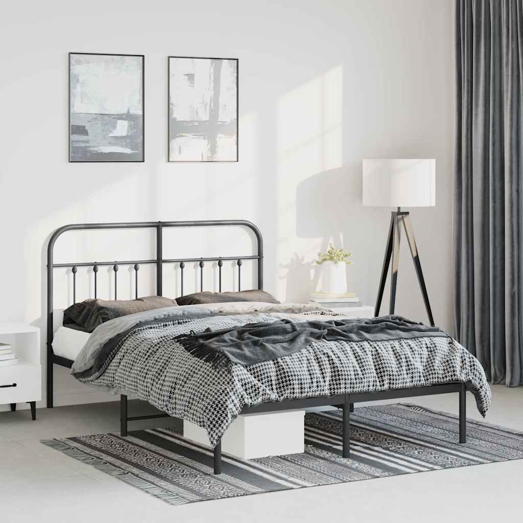 Bettgestell mit Kopfteil Metall Schwarz 150x200 cm