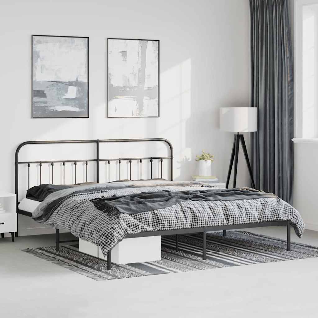 Bettgestell mit Kopfteil Metall Schwarz 183x213 cm