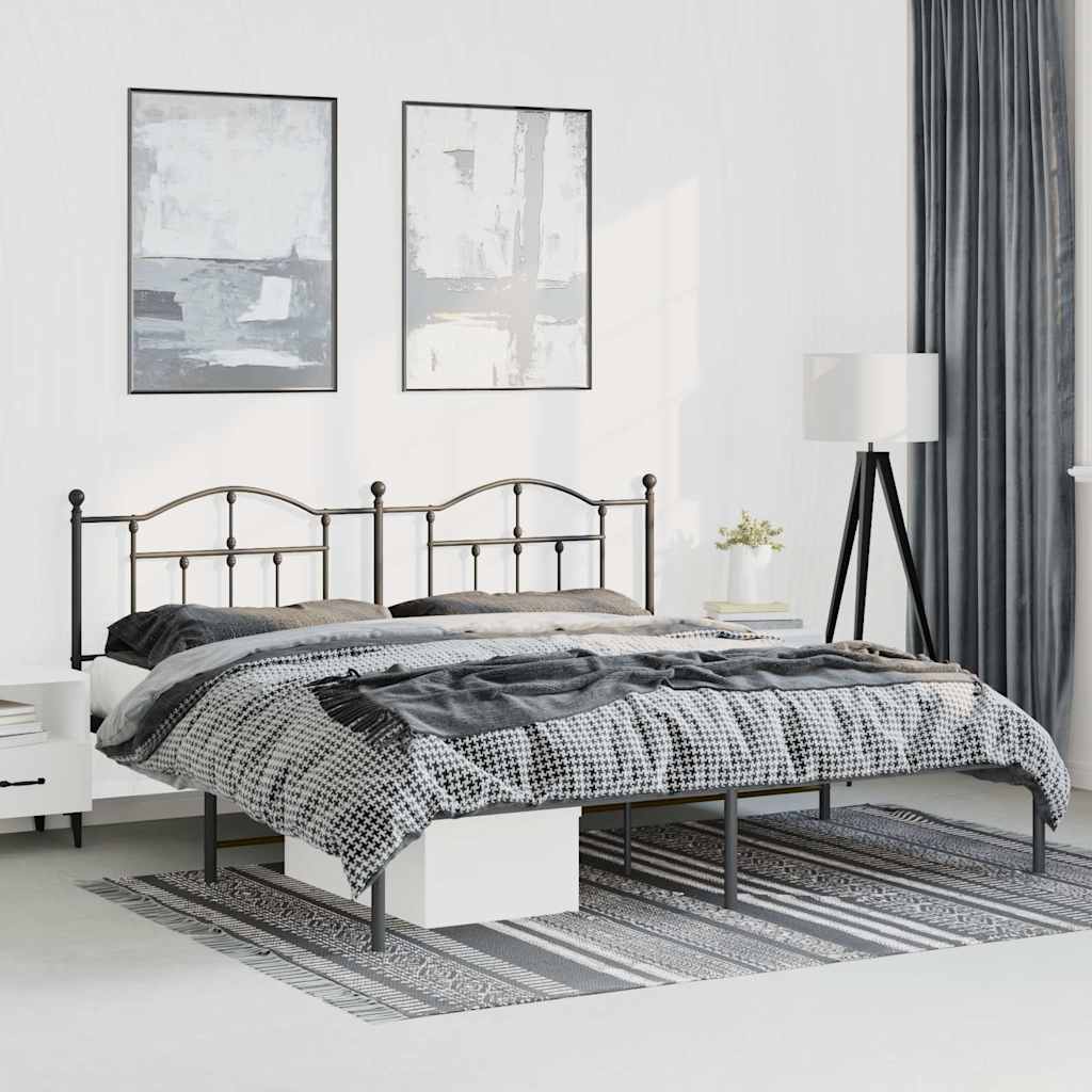Bettgestell mit Kopfteil Metall Schwarz 193x203 cm
