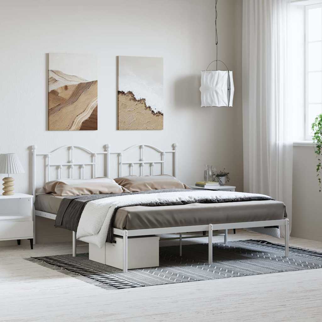Bettgestell mit Kopfteil Metall Weiß 183x213 cm