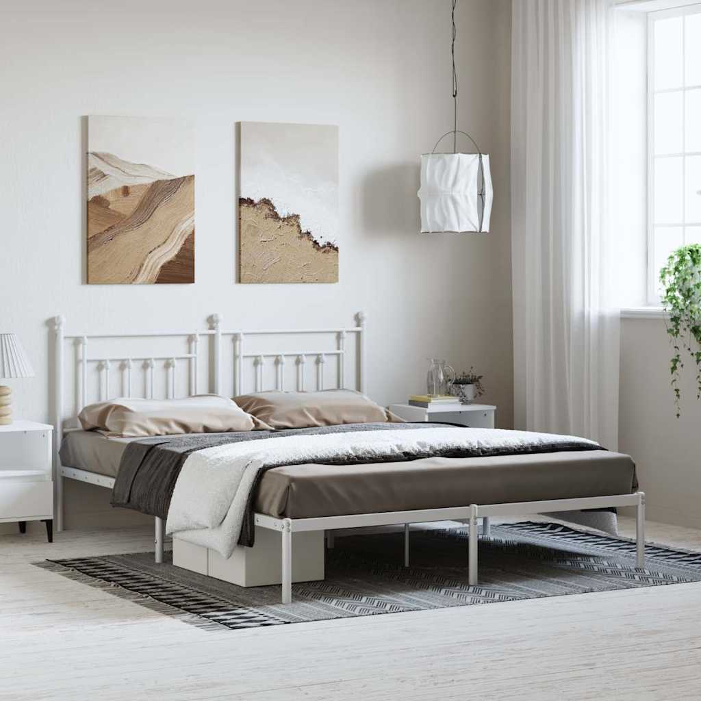 Bettgestell mit Kopfteil Metall Weiß 183x213 cm
