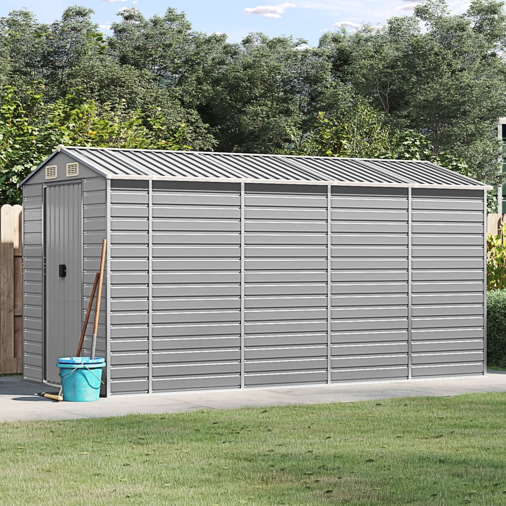 Gartenhaus Hellgrau 191x385x198 cm Verzinkter Stahl