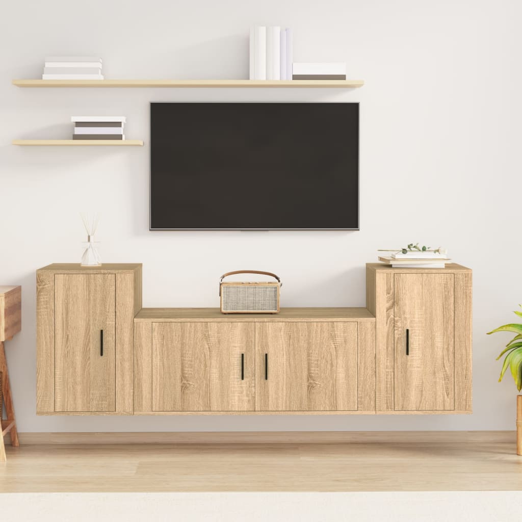 3-tlg. TV-Schrank-Set Sonoma-Eiche Holzwerkstoff