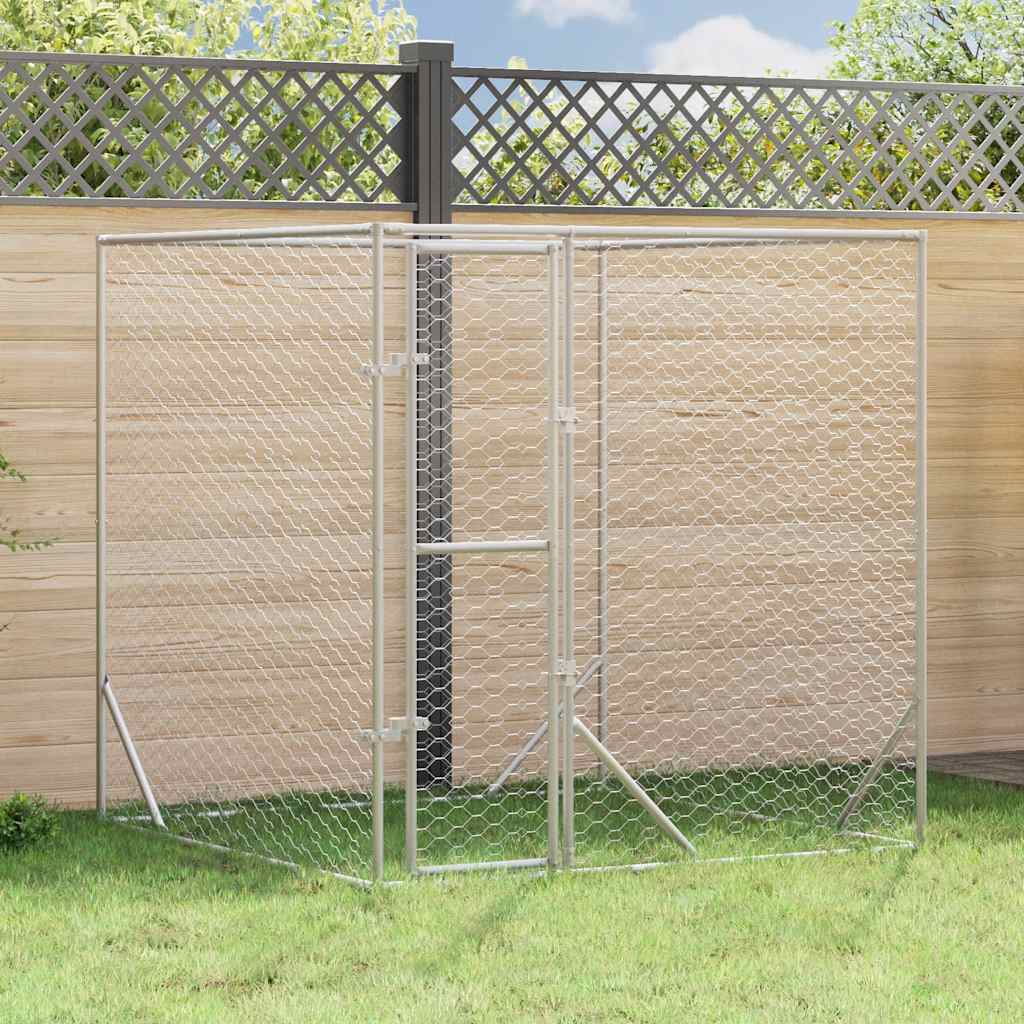 Outdoor-Hundezwinger Silbern, verzinkter Stahl, 2×2×2 m