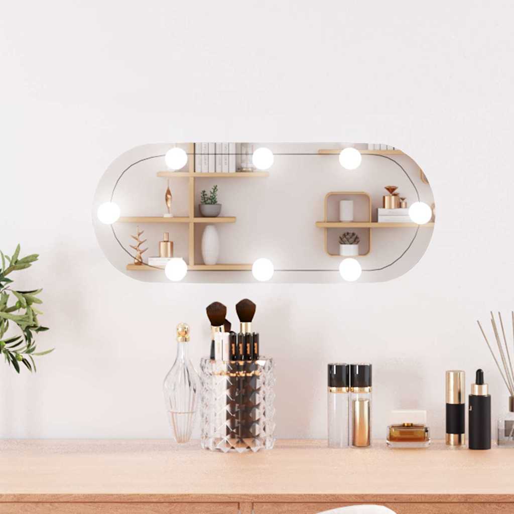 Wandspiegel mit LED-Leuchten 20x50 cm Glas Oval