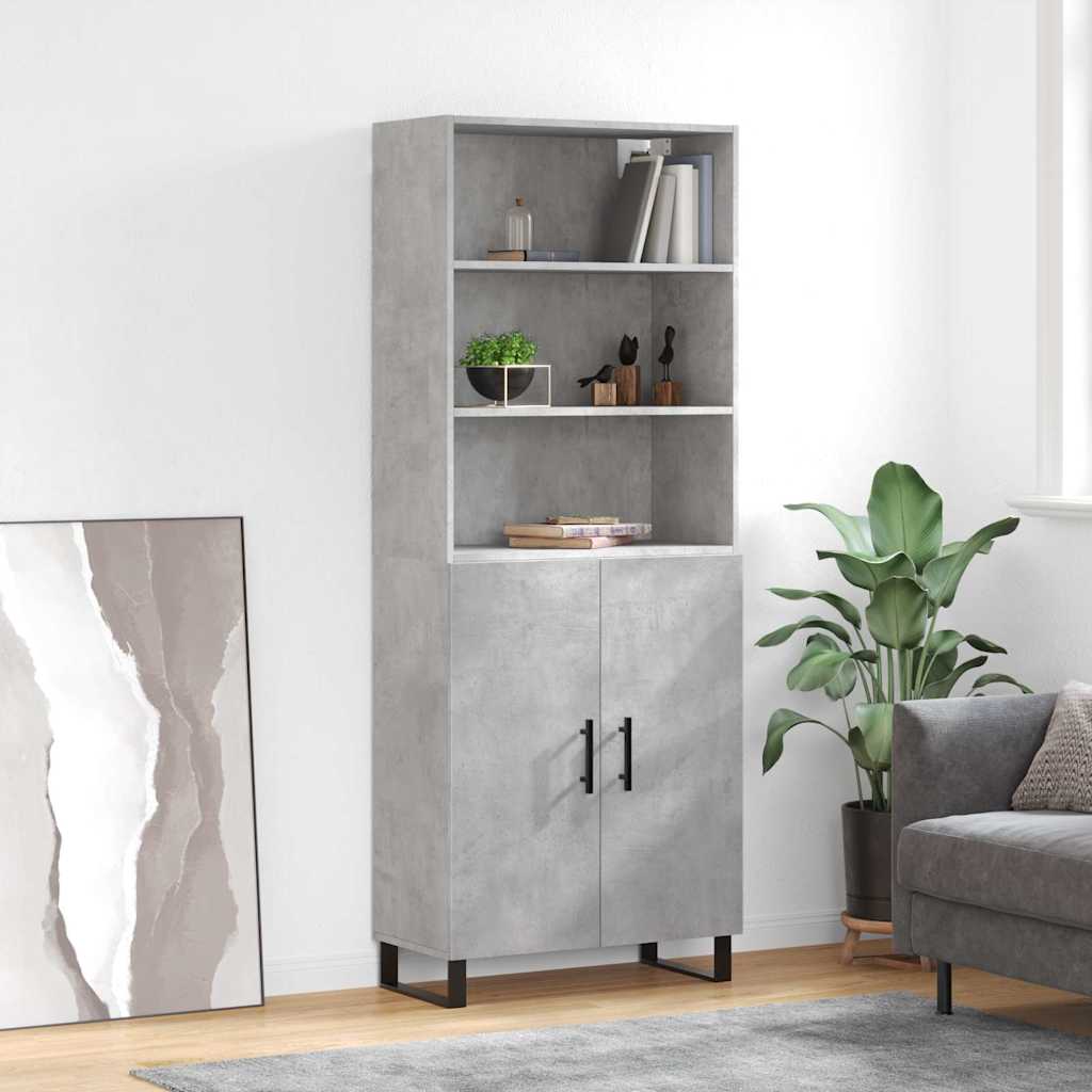 Highboard Betongrau 69,5x34x180 cm Holzwerkstoff