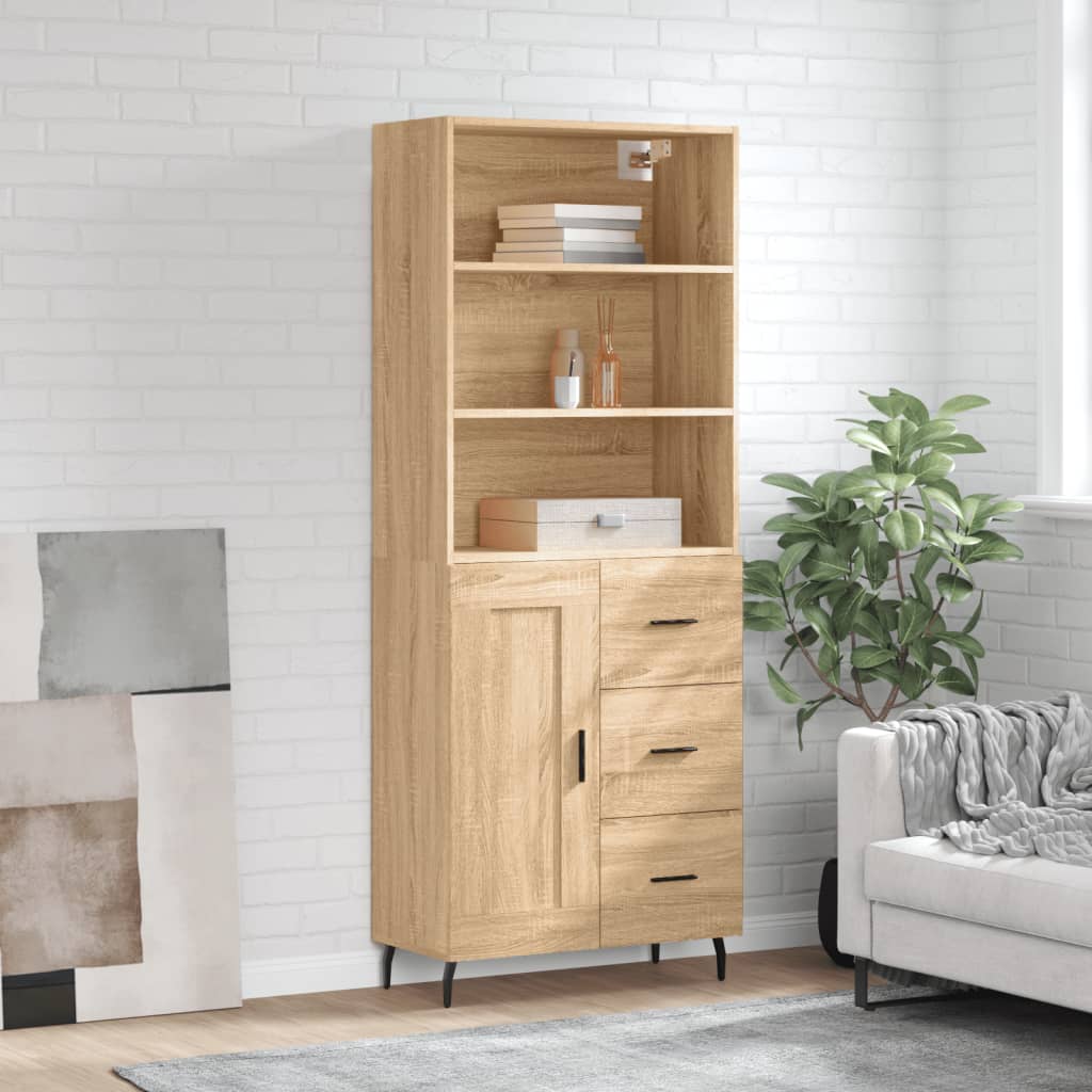 Highboard Sonoma-Eiche 69,5x34x180 cm Holzwerkstoff