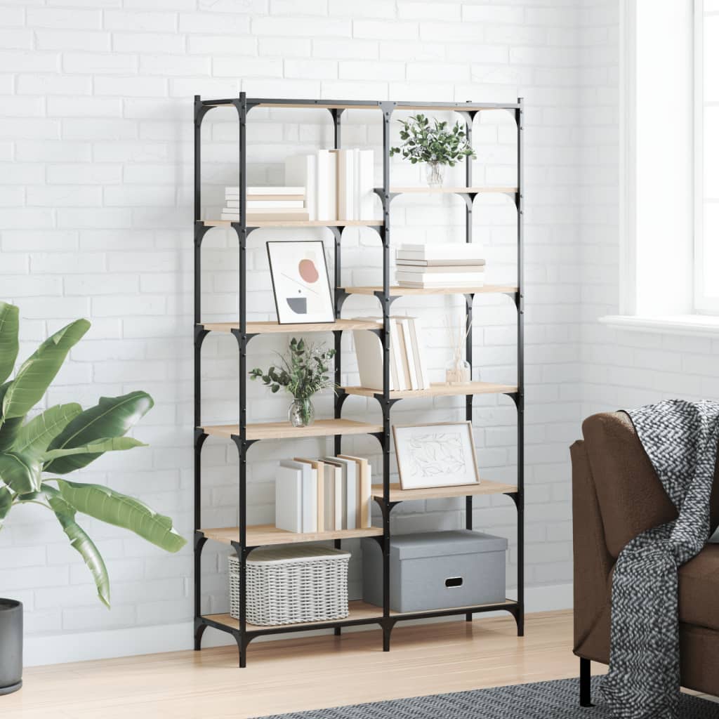 Bücherregal Sonoma Eiche 100x32x170 cm Holzwerkstoff und Eisen