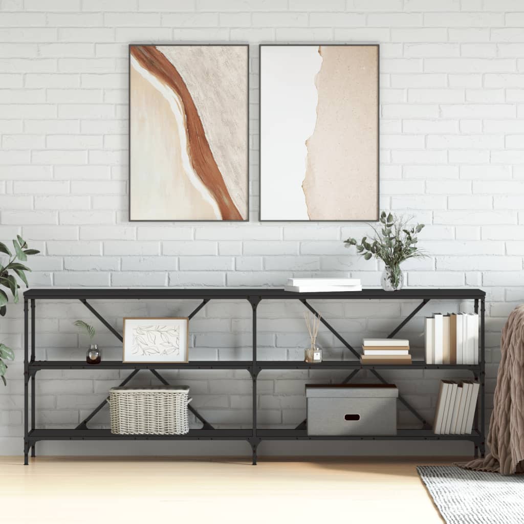 Konsolentisch Schwarz 200x30x75 cm Holzwerkstoff und Eisen