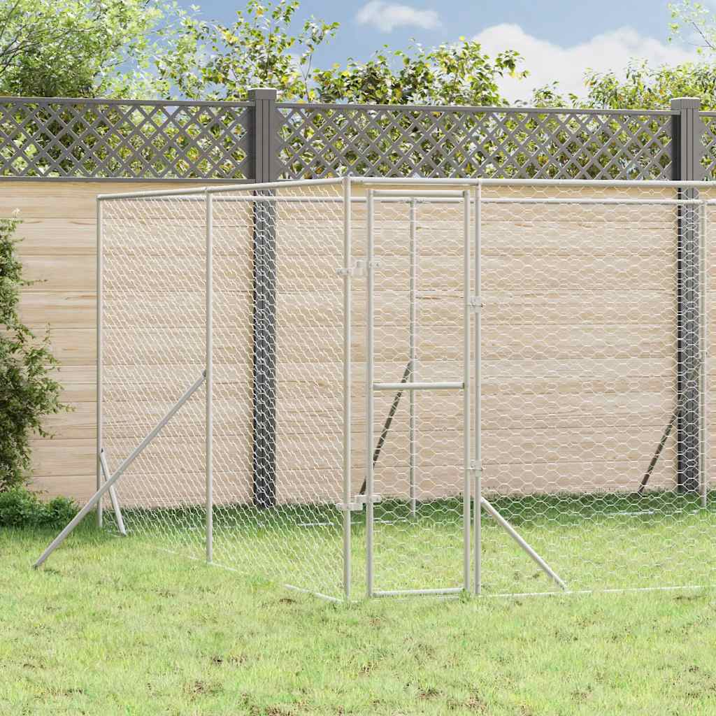Outdoor-Hundezwinger Silbern 8x8x2 m Verzinkter Stahl