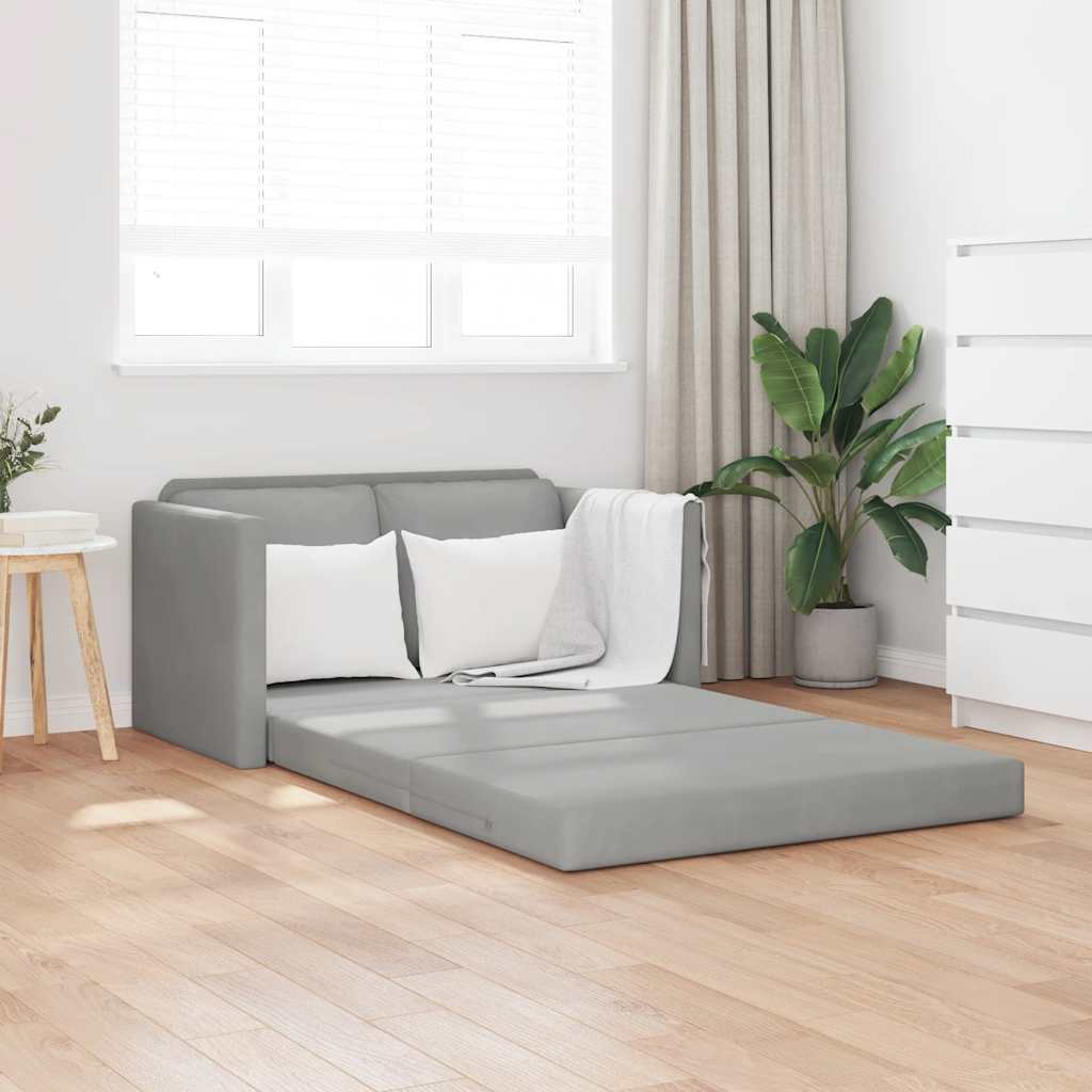 Bodensofa mit Schlaffunktion Hellgrau 122x204x55 cm Samt