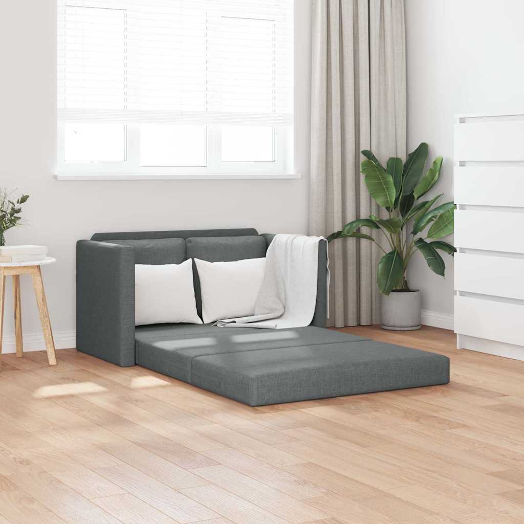 Bodensofa mit Schlaffunktion Dunkelgrau 112x174x55 cm Stoff