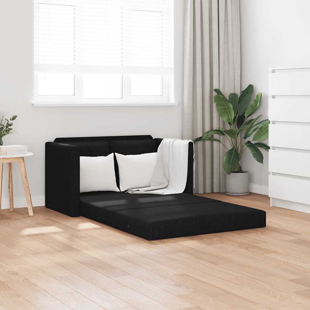 Bodensofa mit Schlaffunktion Schwarz 112x174x55 cm Stoff