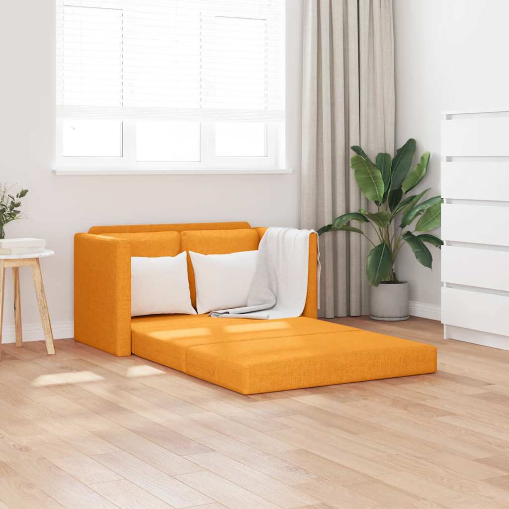 Bodensofa mit Schlaffunktion Dunkelgelb 112x174x55 cm Stoff