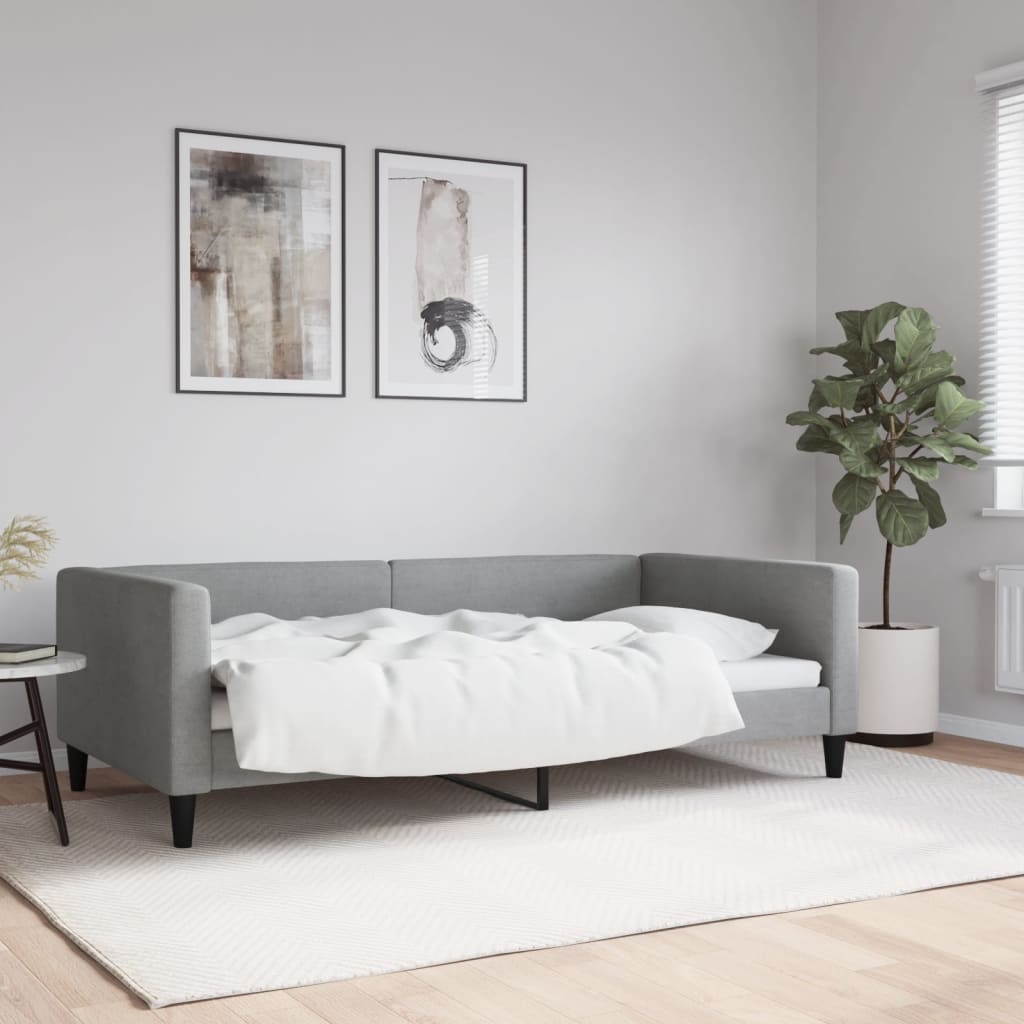 Tagesbett Hellgrau 100x190 cm Stoff