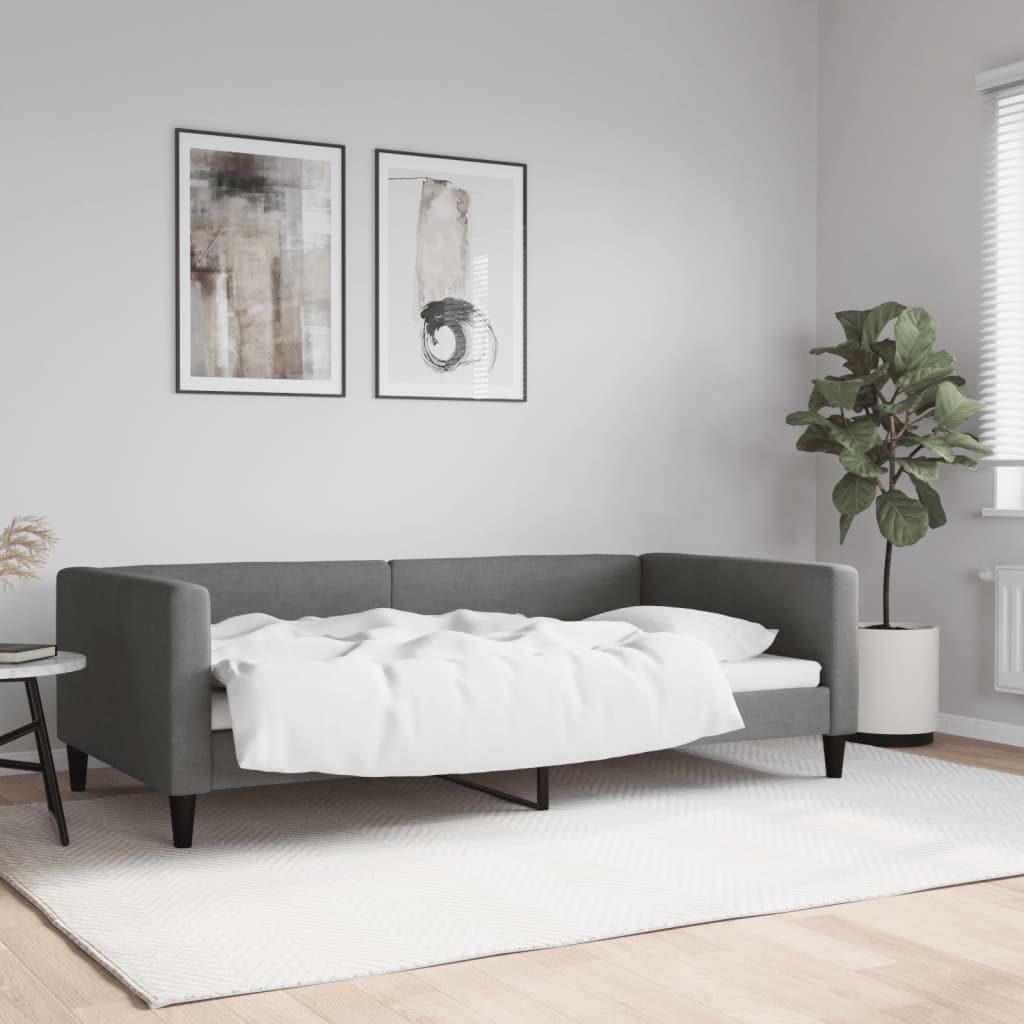 Tagesbett Dunkelgrau 100x190 cm Stoff