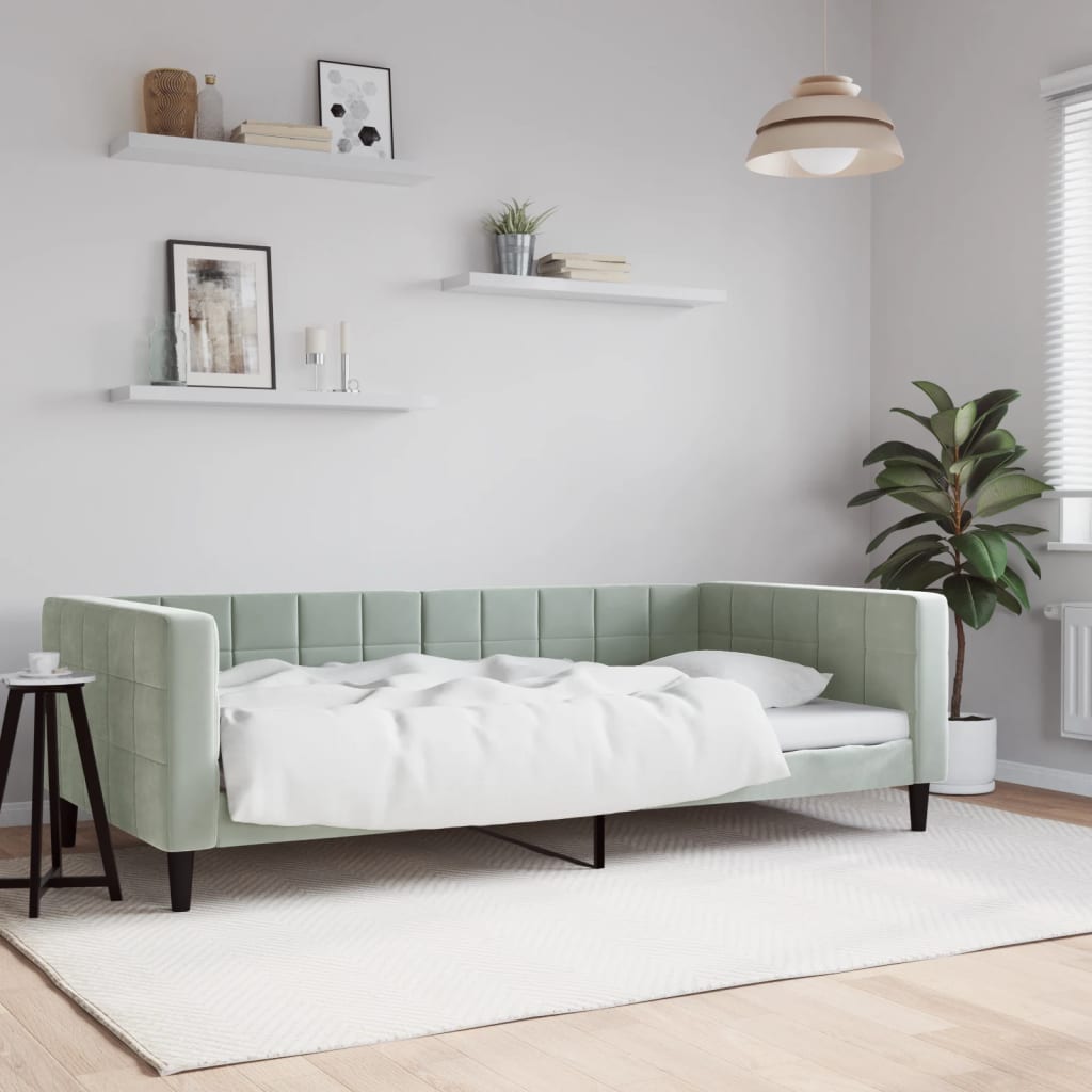 Tagesbett Hellgrau 100x190 cm Samt