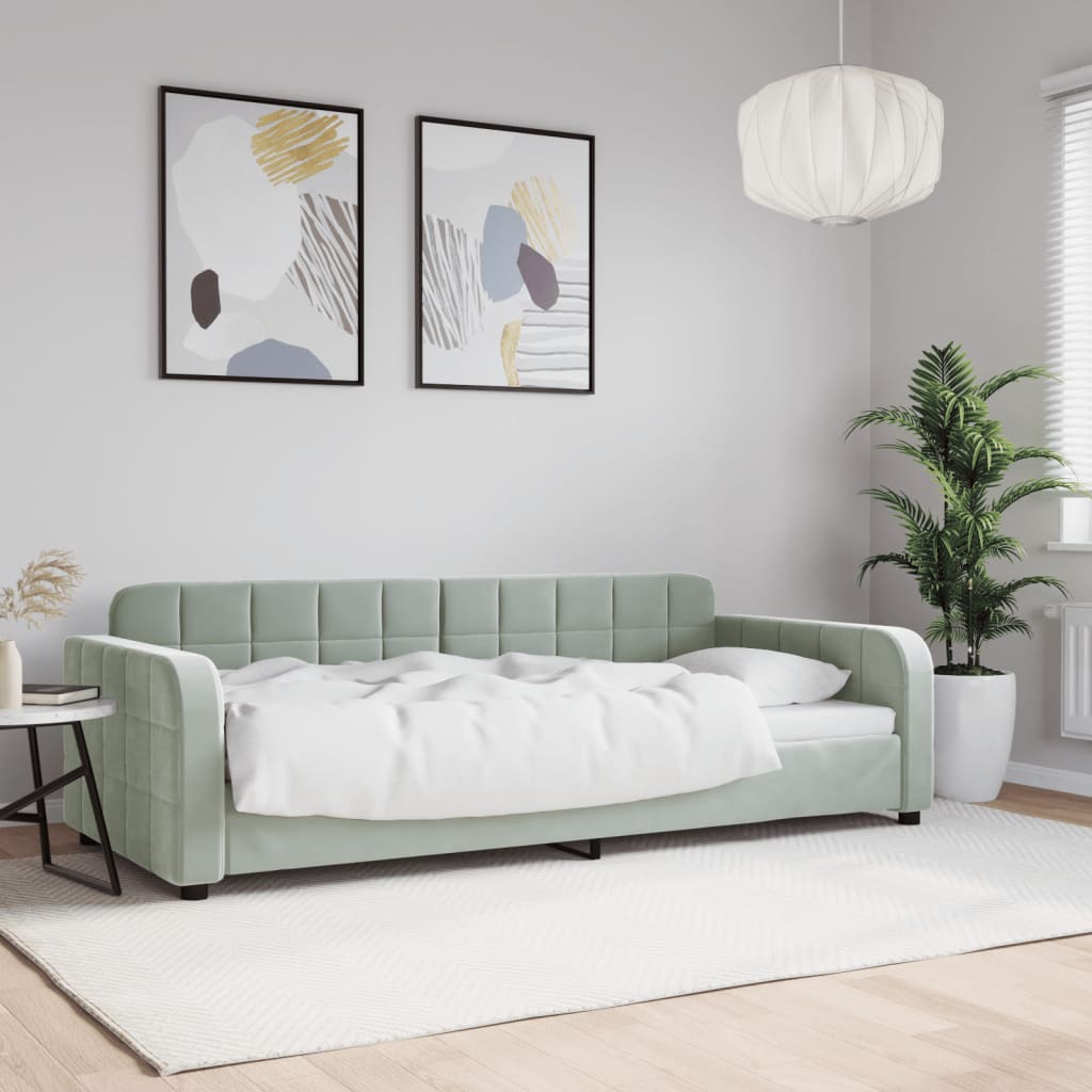Tagesbett Hellgrau 90x200 cm Samt