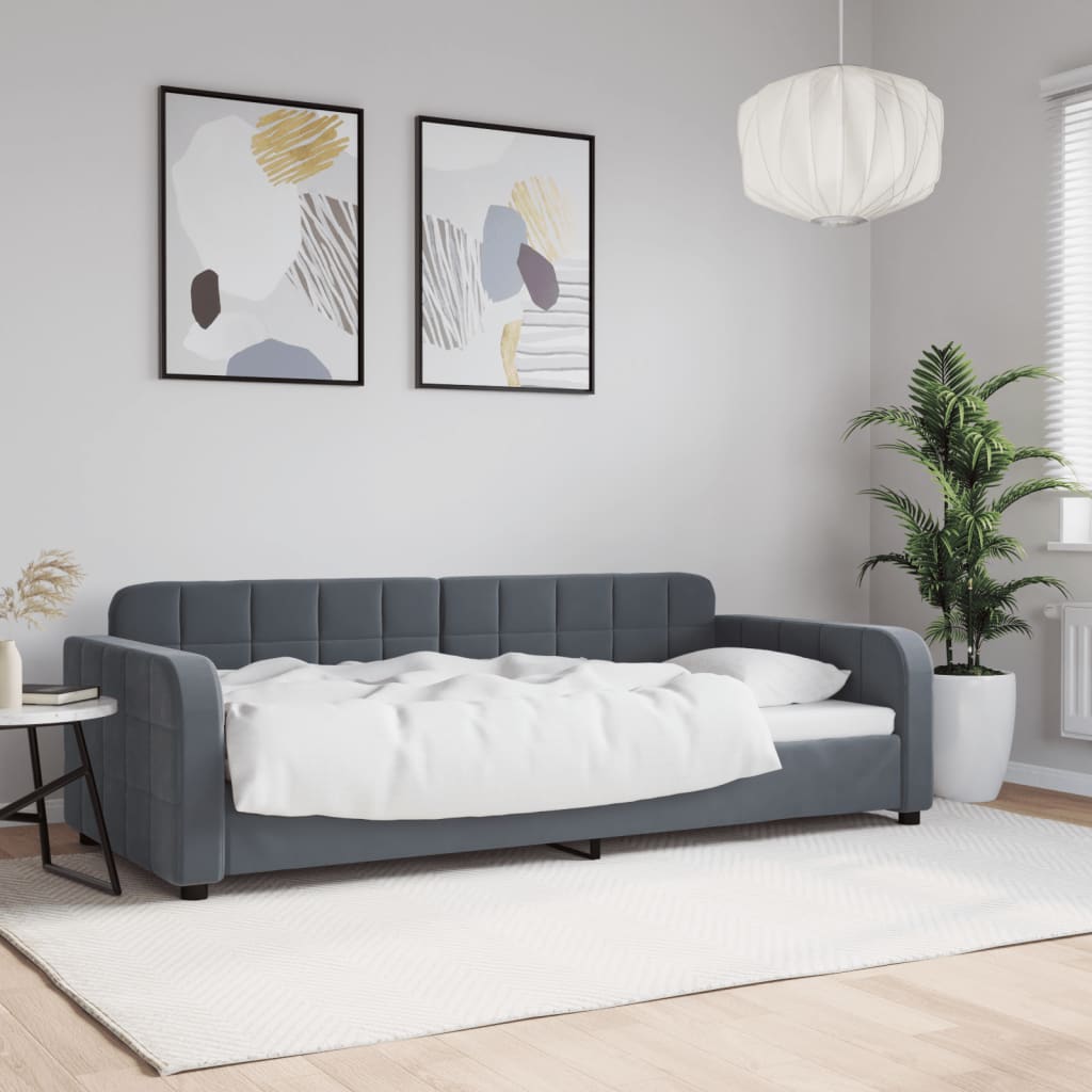 Tagesbett Dunkelgrau 90x190 cm Samt
