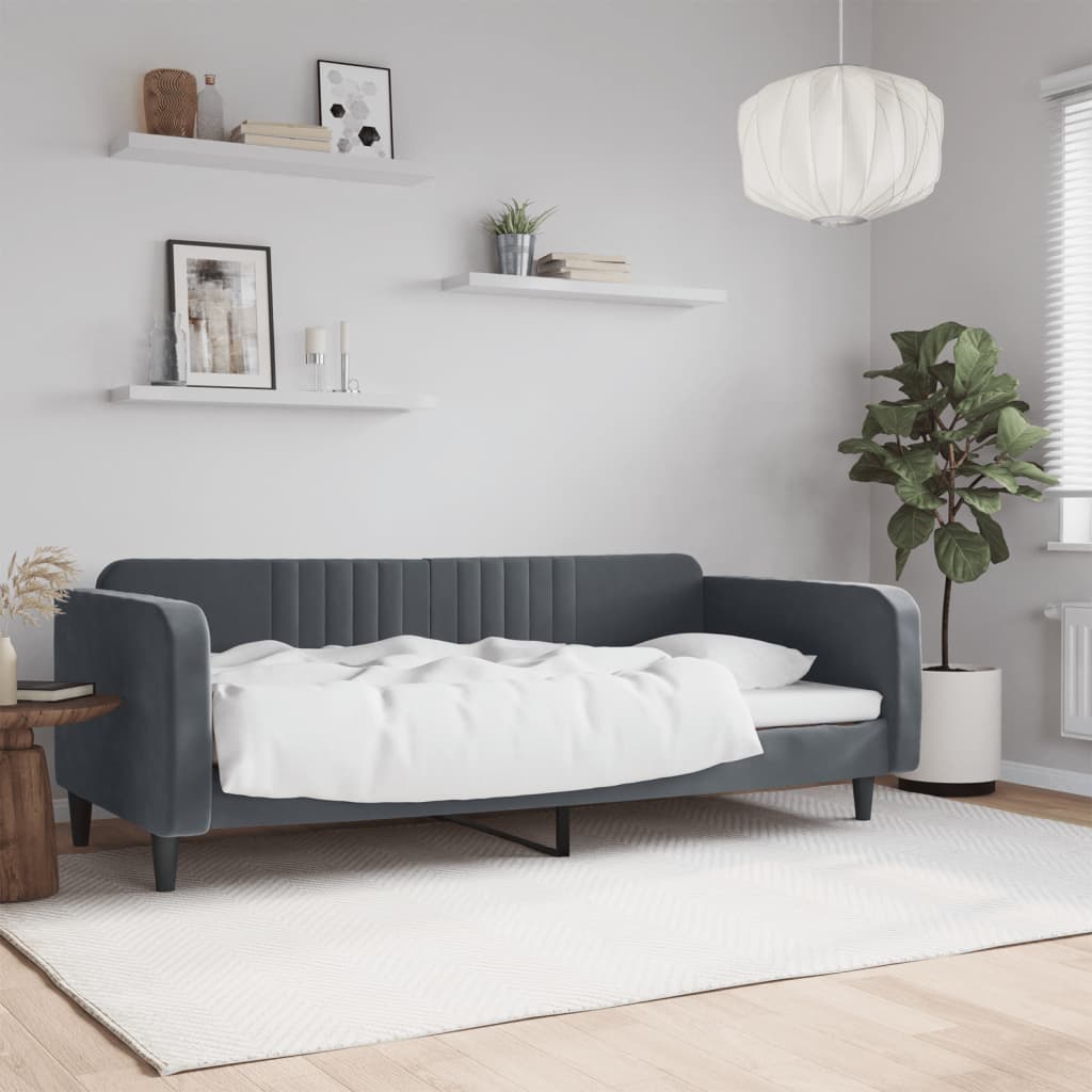 Tagesbett Dunkelgrau 90x190 cm Samt