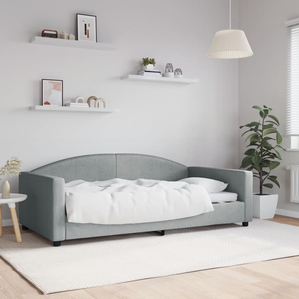 Tagesbett Hellgrau 100x190 cm Stoff