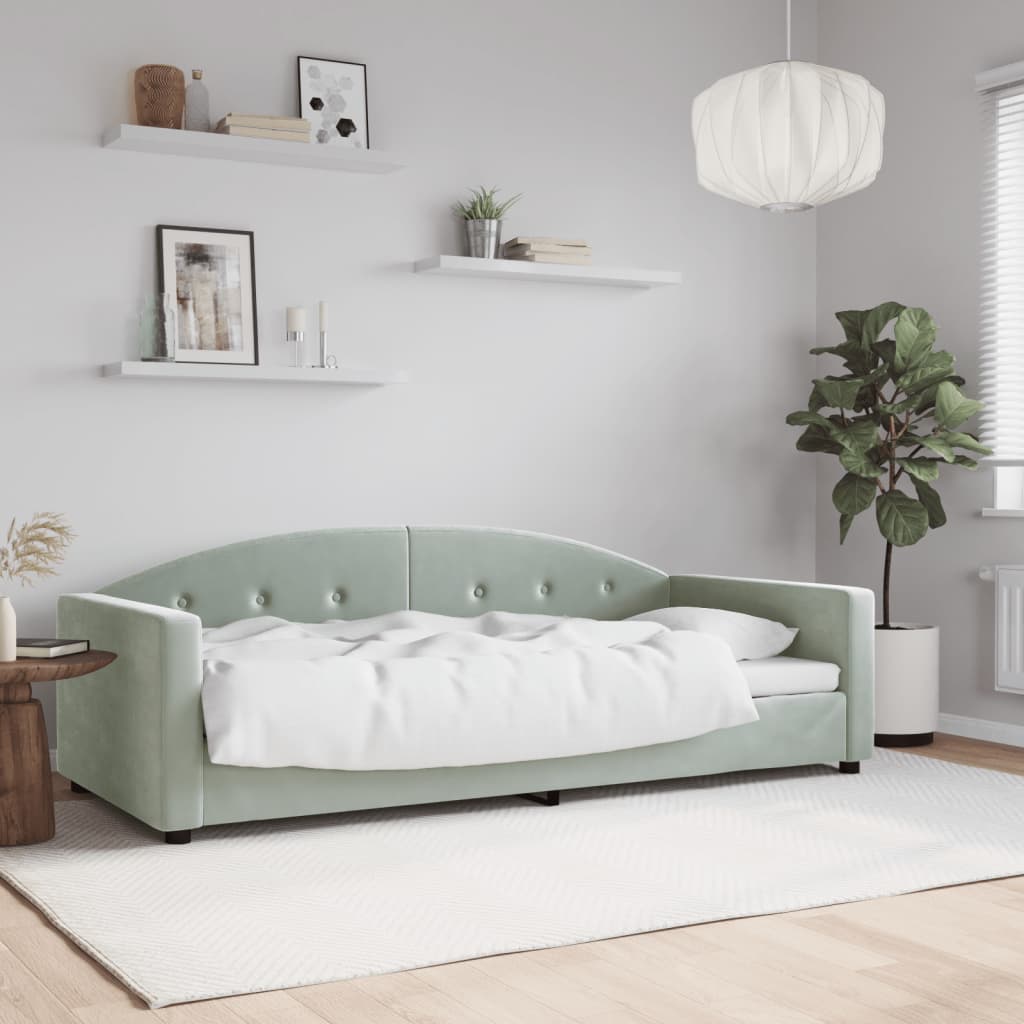 Tagesbett Hellgrau 90x190 cm Samt