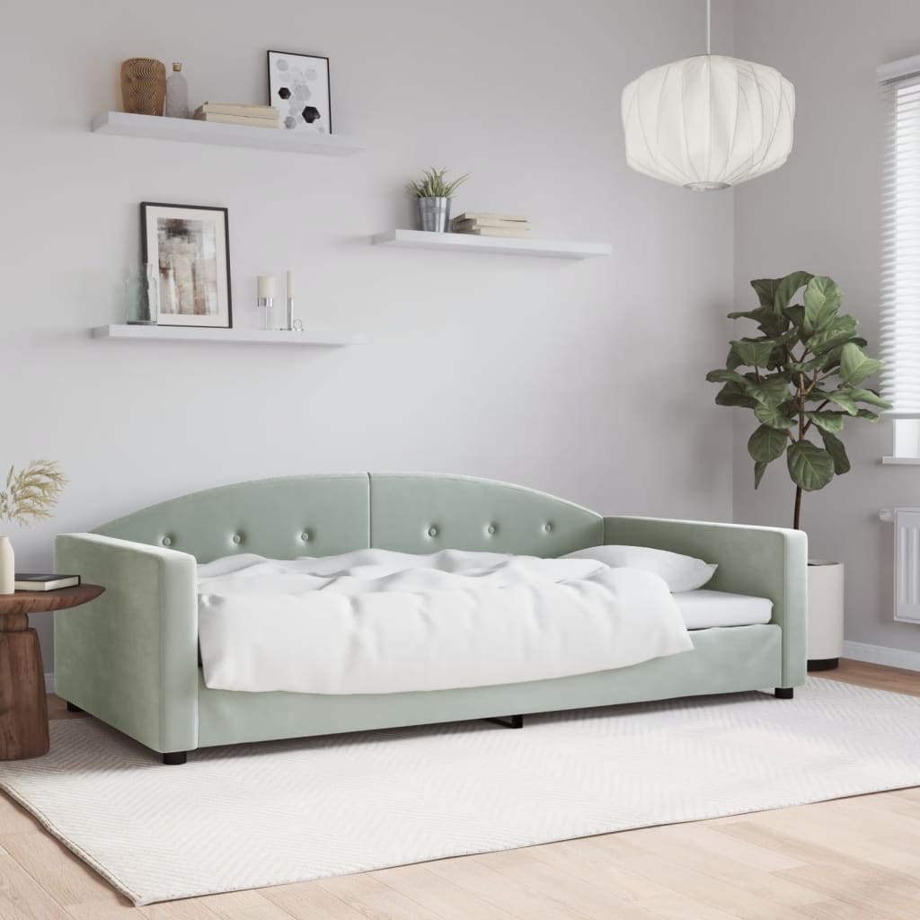 Tagesbett Hellgrau 100x190 cm Samt