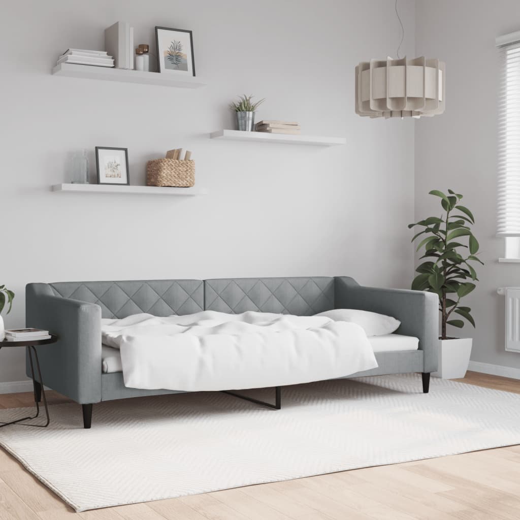 Tagesbett Hellgrau 90x200 cm Stoff