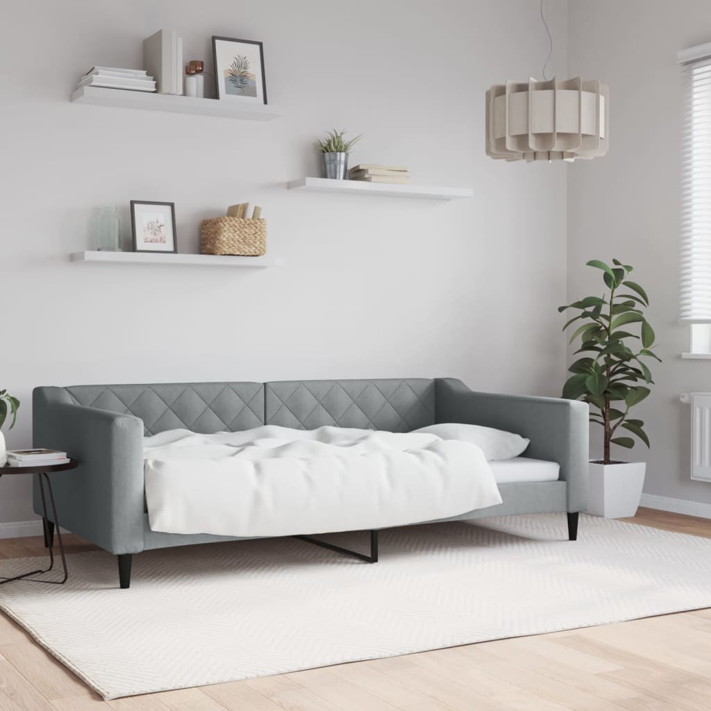 Tagesbett Hellgrau 100x190 cm Stoff
