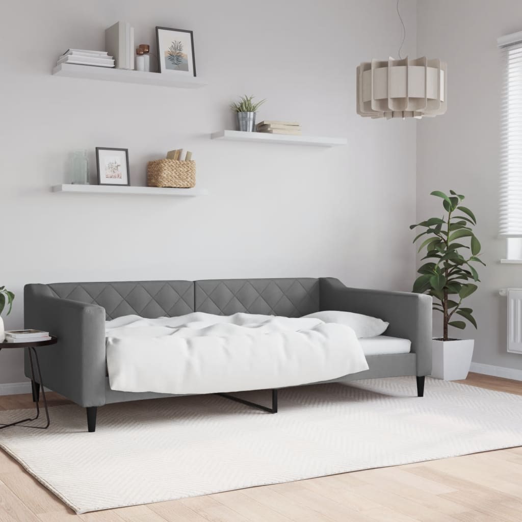 Tagesbett Dunkelgrau 100x190 cm Stoff