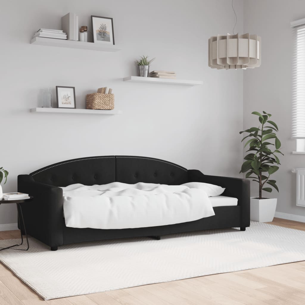 Tagesbett Schwarz 90x190 cm Stoff