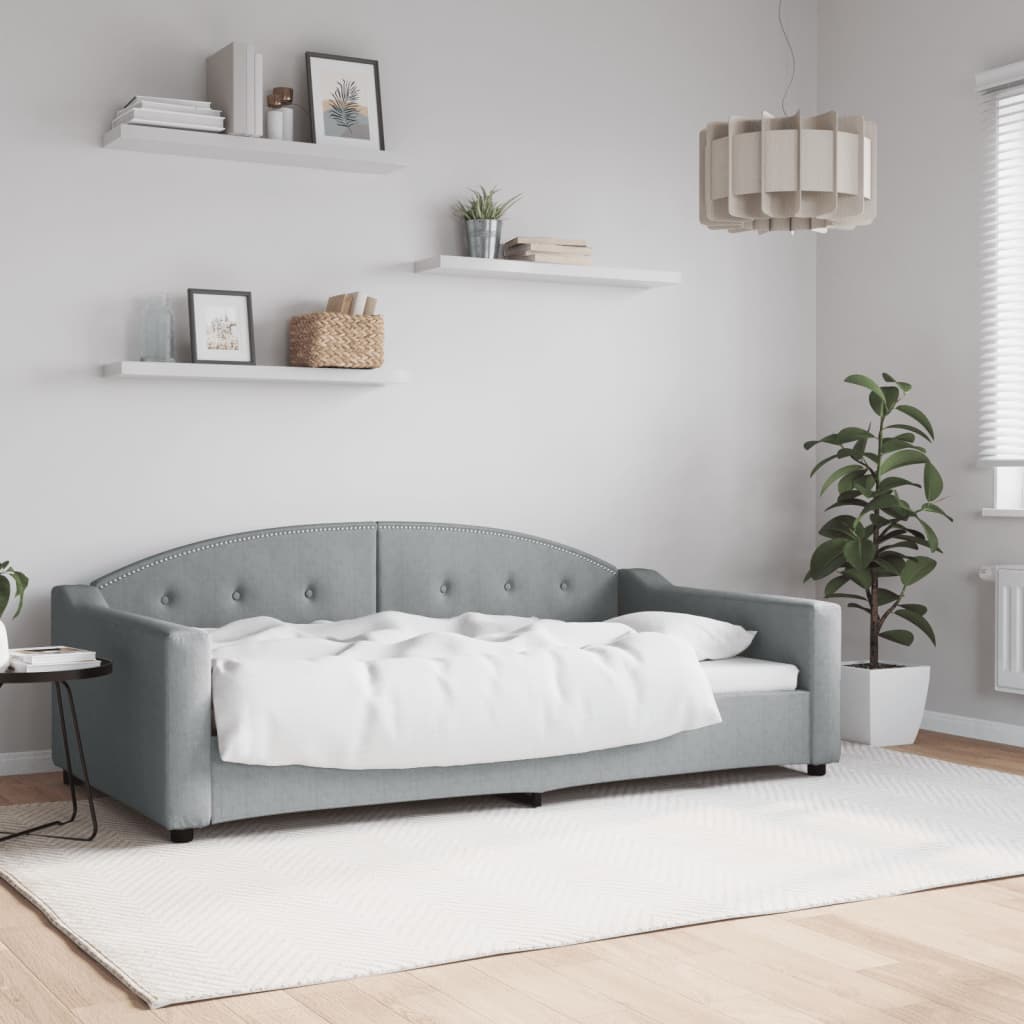Tagesbett Hellgrau 100x190 cm Stoff