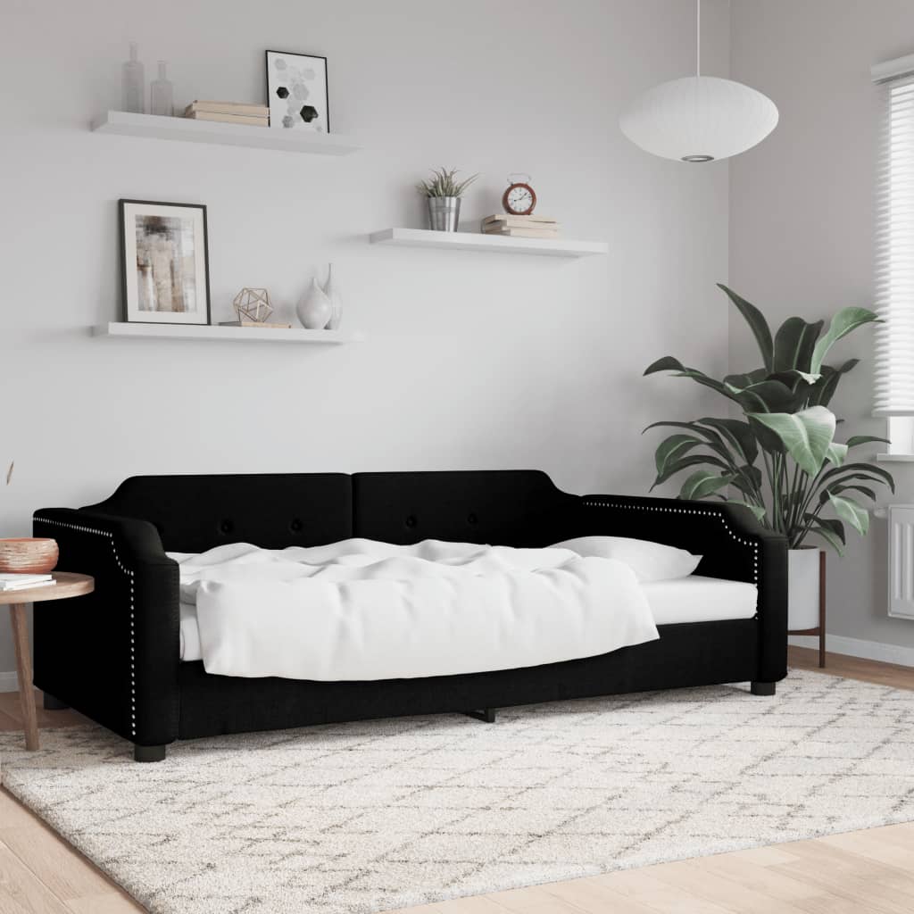 Tagesbett Schwarz 90x190 cm Stoff