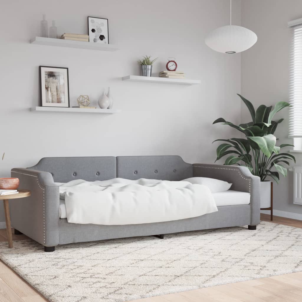 Tagesbett Hellgrau 100x190 cm Stoff