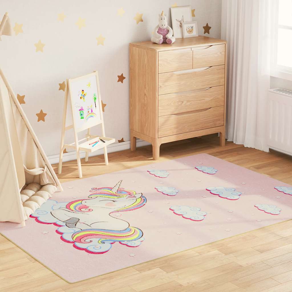 Kinderteppich Rosa 160x230 cm Einhorn Waschbar