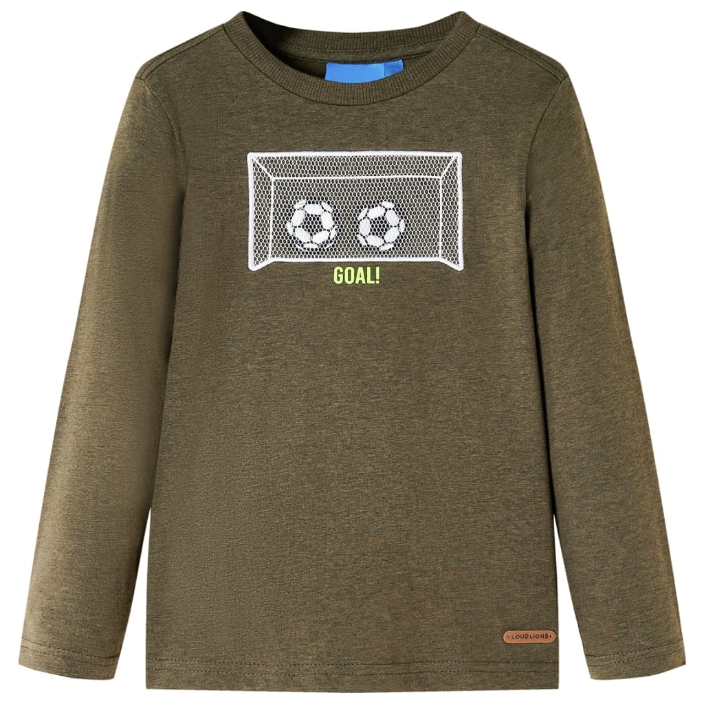 Kinder-Langarmshirt Khaki Melange 116