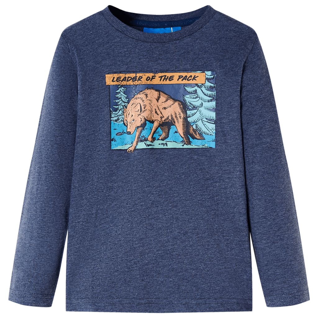 Kinder-Langarmshirt Dunkelblau Melange 128