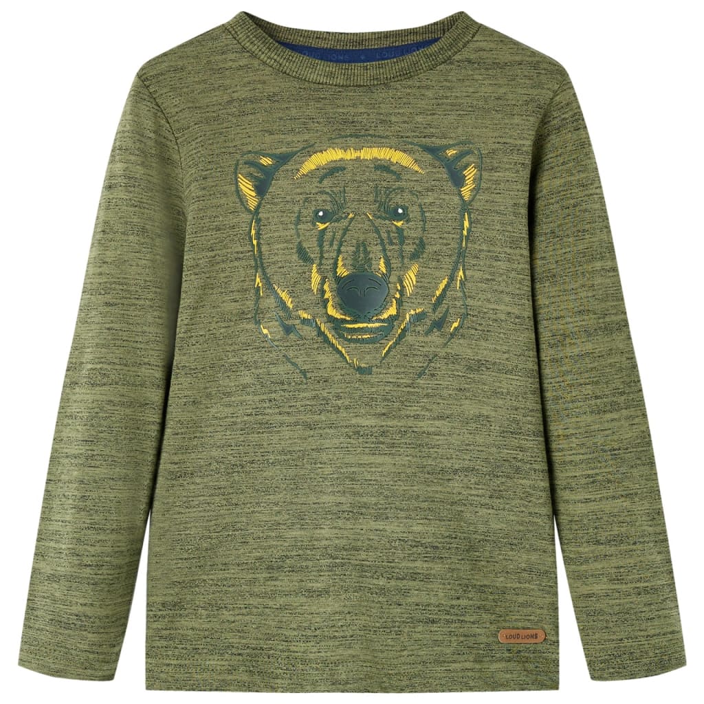 Kinder-Langarmshirt Khaki Melange 104