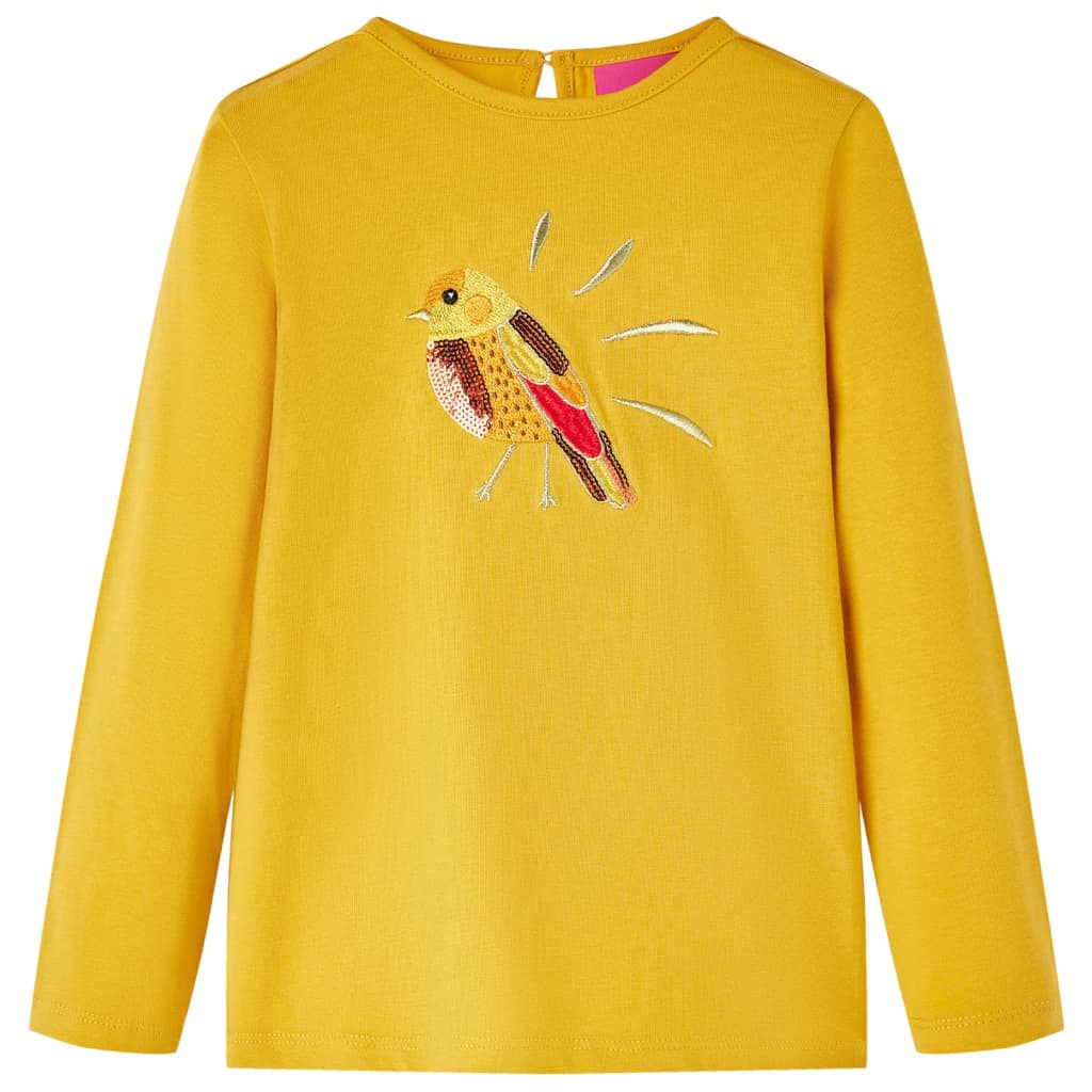 Kinder-Langarmshirt Dunkles Ocker 128