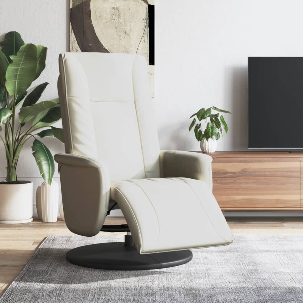 Relaxsessel mit Fußteil Creme Kunstleder