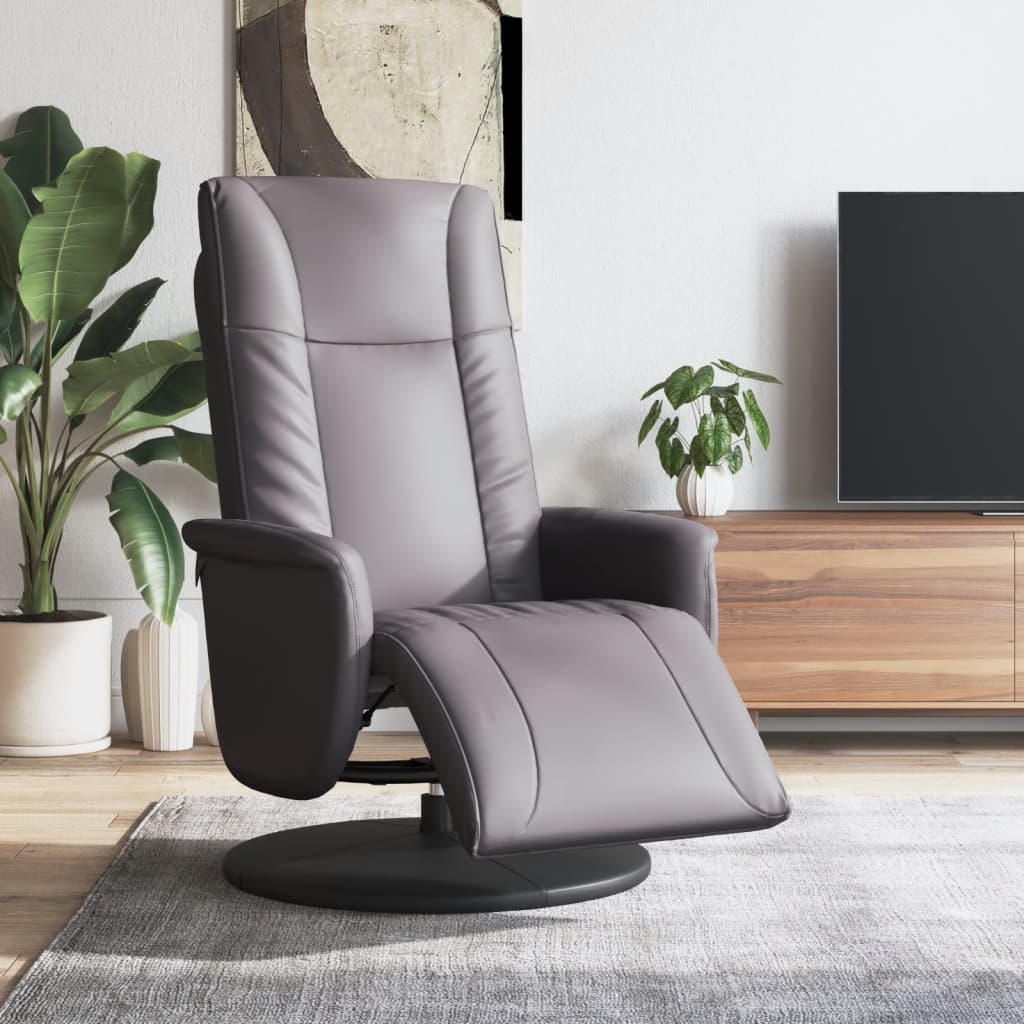 Relaxsessel mit Fußteil Grau Kunstleder