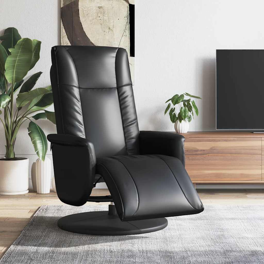 Relaxsessel mit Fußteil Schwarz Kunstleder