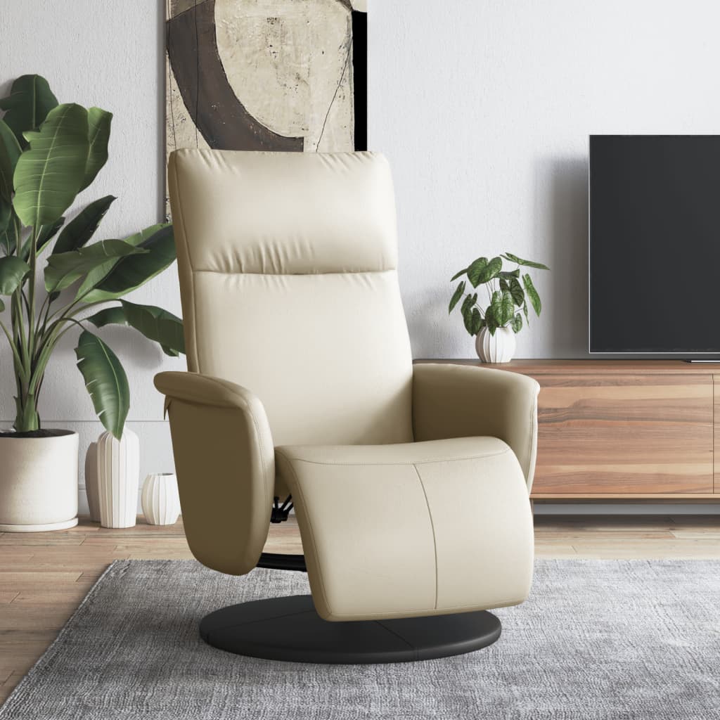 Relaxsessel mit Fußteil Creme Kunstleder