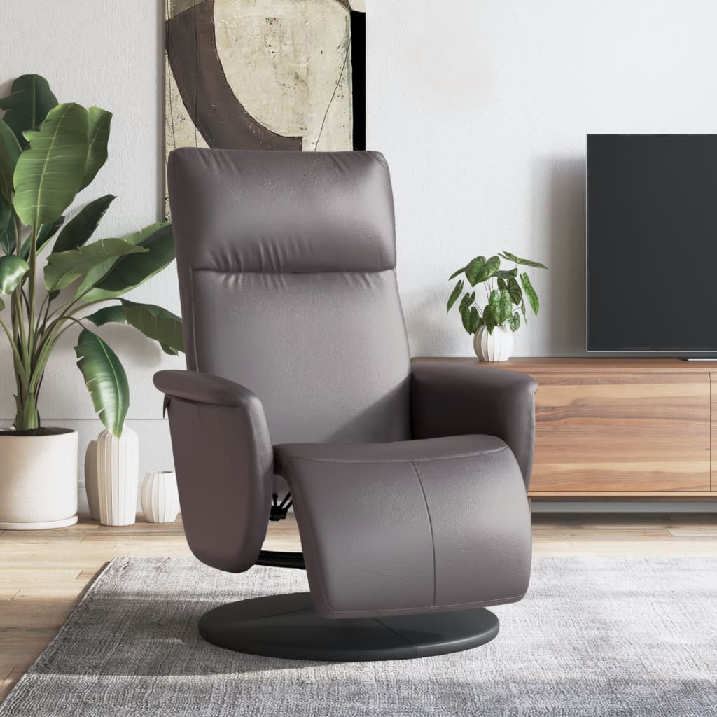Relaxsessel mit Fußteil Grau Kunstleder