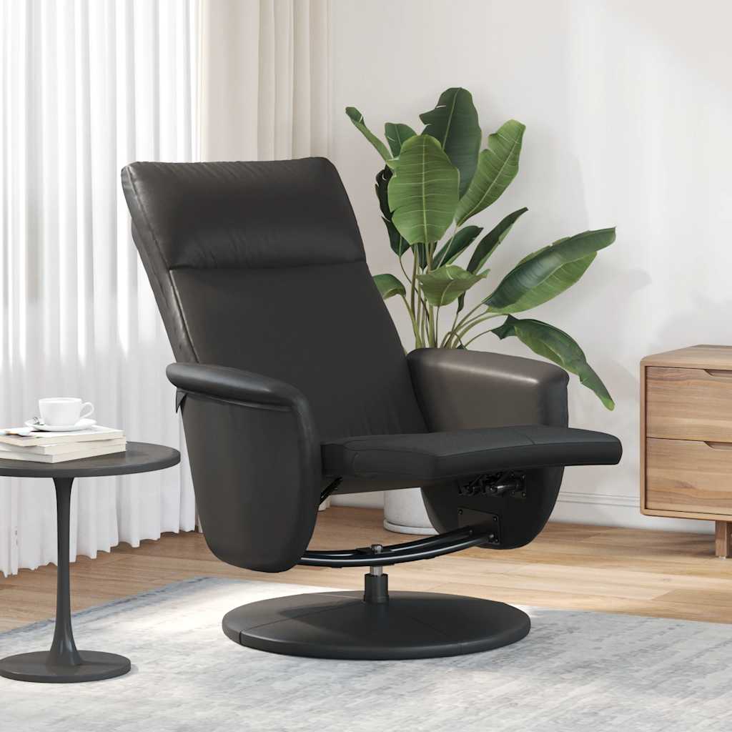 Relaxsessel mit Fußteil Schwarz Kunstleder