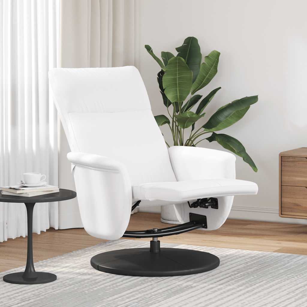 Relaxsessel mit Fußteil Weiß Kunstleder