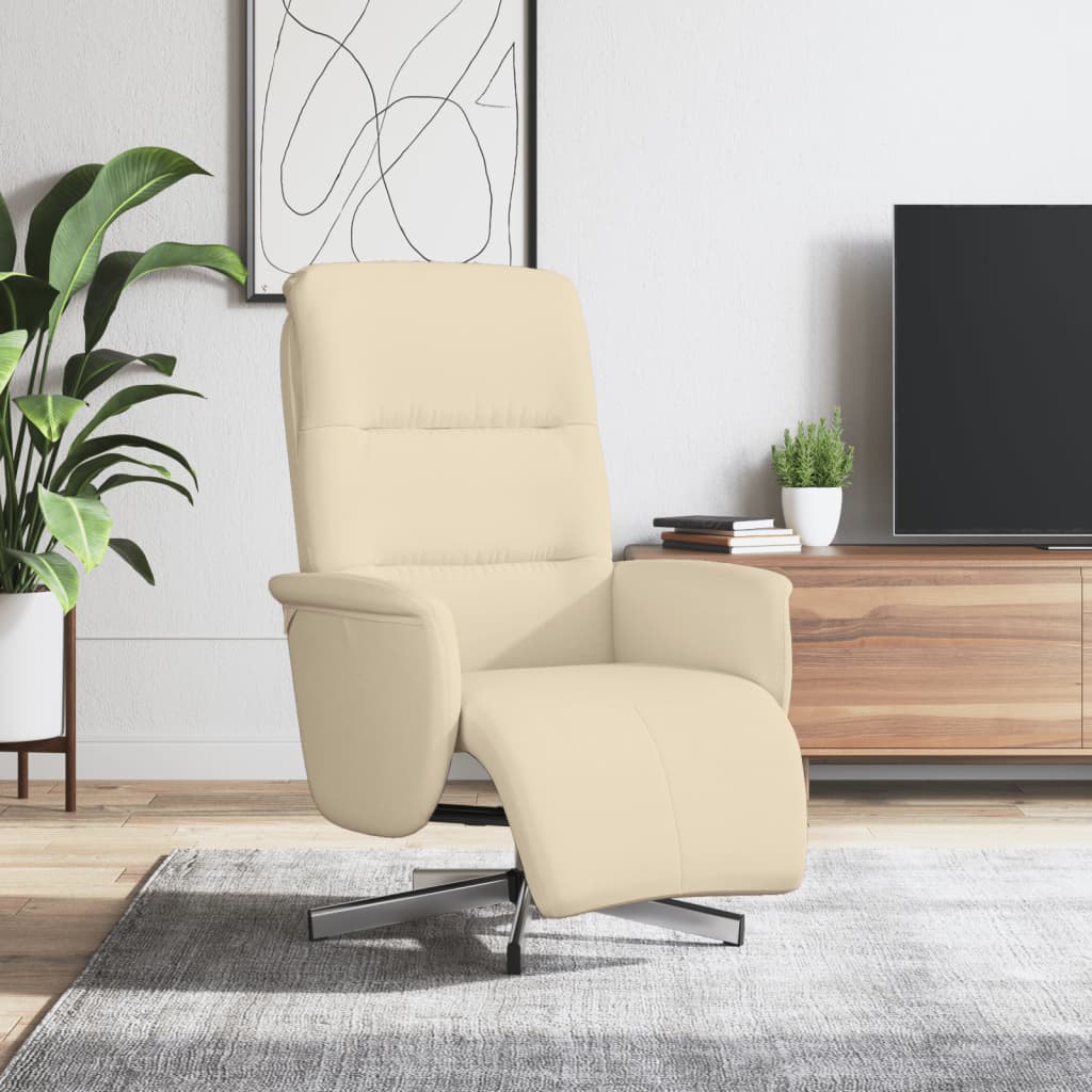 Relaxsessel mit Fußhocker Creme Stoff