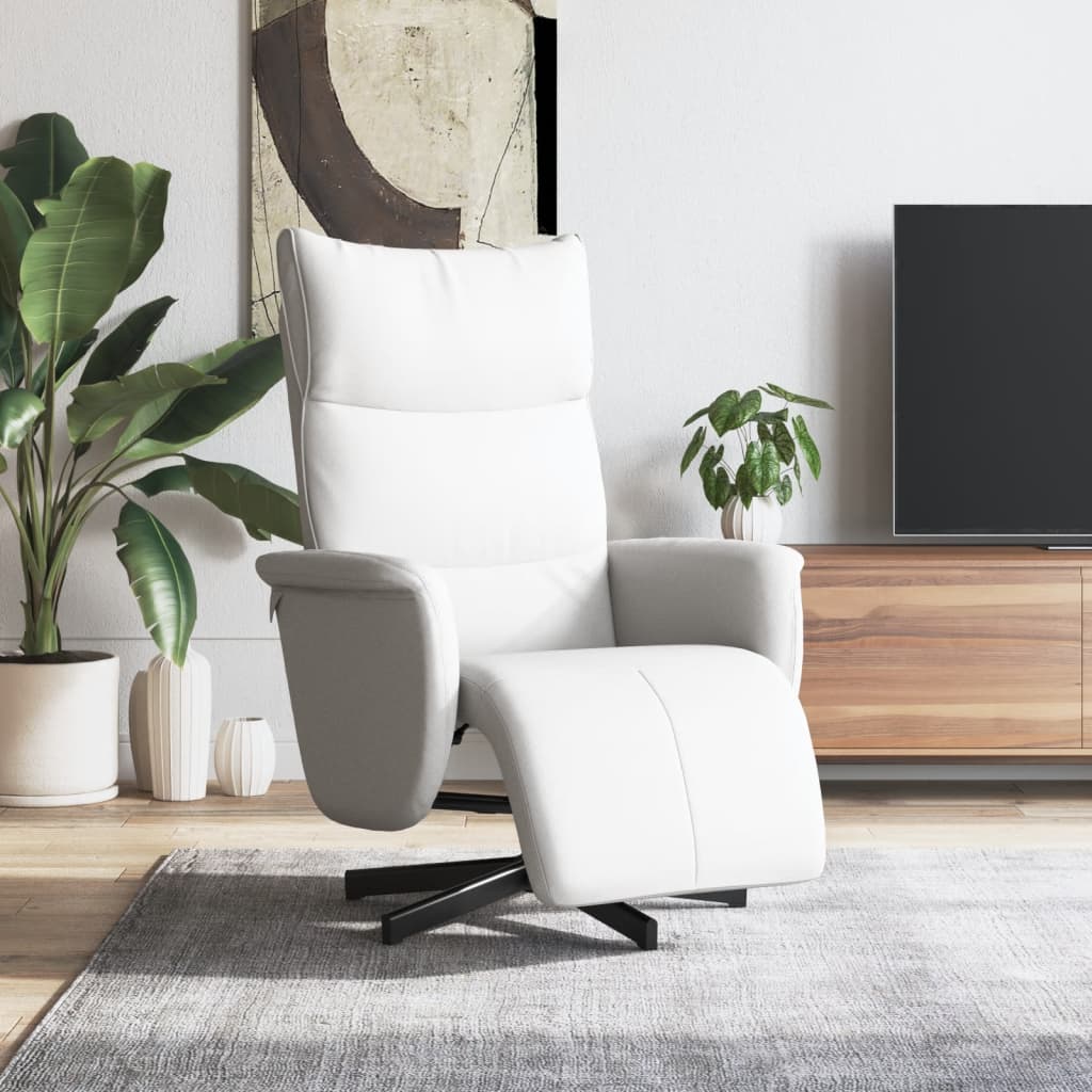 Relaxsessel mit Fußteil Weiß Kunstleder