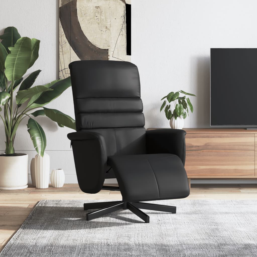 Relaxsessel mit Fußteil Schwarz Kunstleder